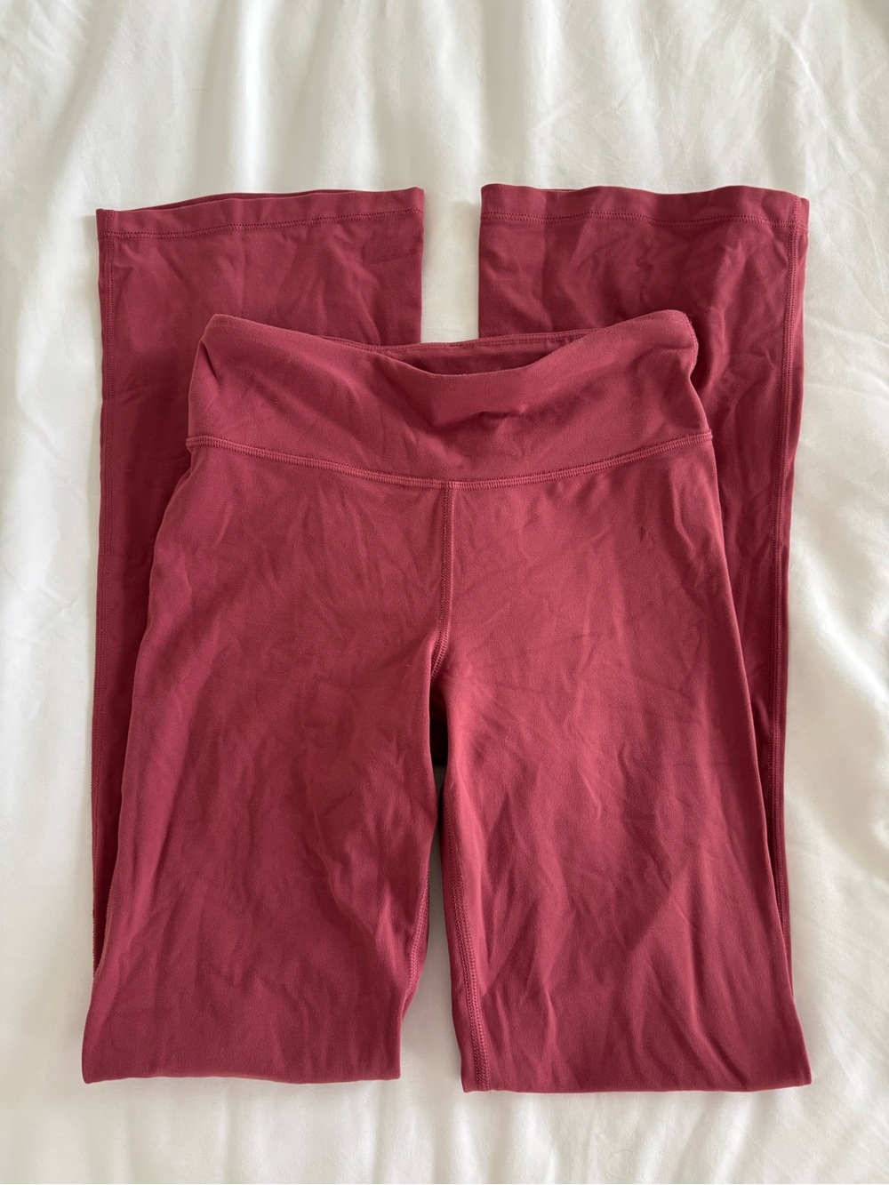 athleta girl brick red high-rise flare leggings 🪽